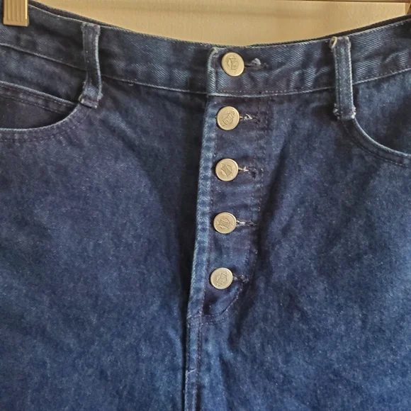 VTG BONGO Dark Denim shorts Size 13 Jrs Button Fly High Waist Sailor Western - Picture 2 of 13